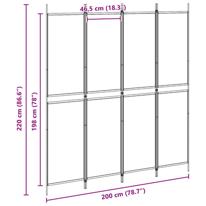 4-Panel Room Divider Beige 200 x 220 cm Fabric