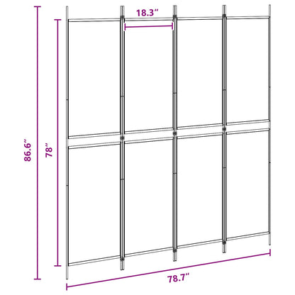 4-Panel Room Divider Beige 200 x 220 cm Fabric