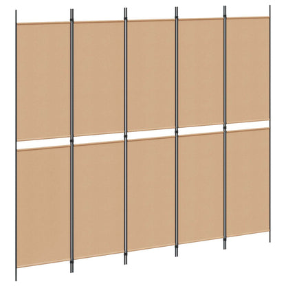 5-Panel Room Divider Beige 250 x 220 cm Fabric