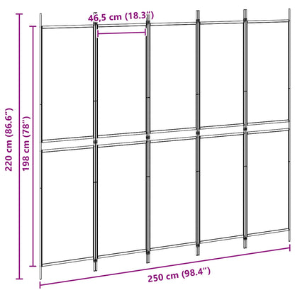 5-Panel Room Divider Beige 250 x 220 cm Fabric