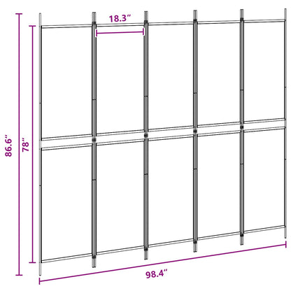 5-Panel Room Divider Beige 250 x 220 cm Fabric