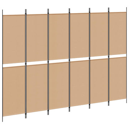 6-Panel Room Divider Beige 300 x 220 cm Fabric