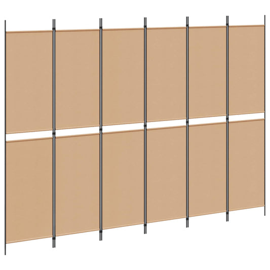 6-Panel Room Divider Beige 300 x 220 cm Fabric