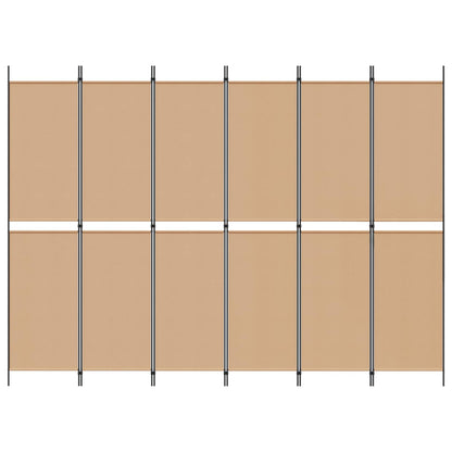 6-Panel Room Divider Beige 300 x 220 cm Fabric