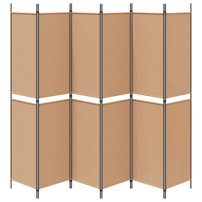 6-Panel Room Divider Beige 300 x 220 cm Fabric
