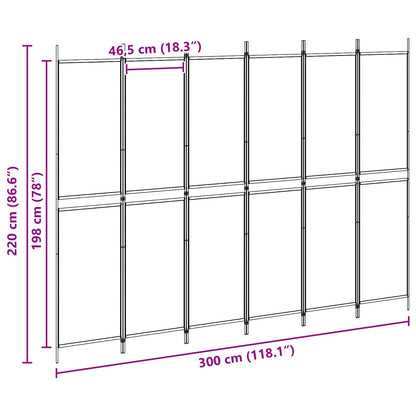 6-Panel Room Divider Beige 300 x 220 cm Fabric