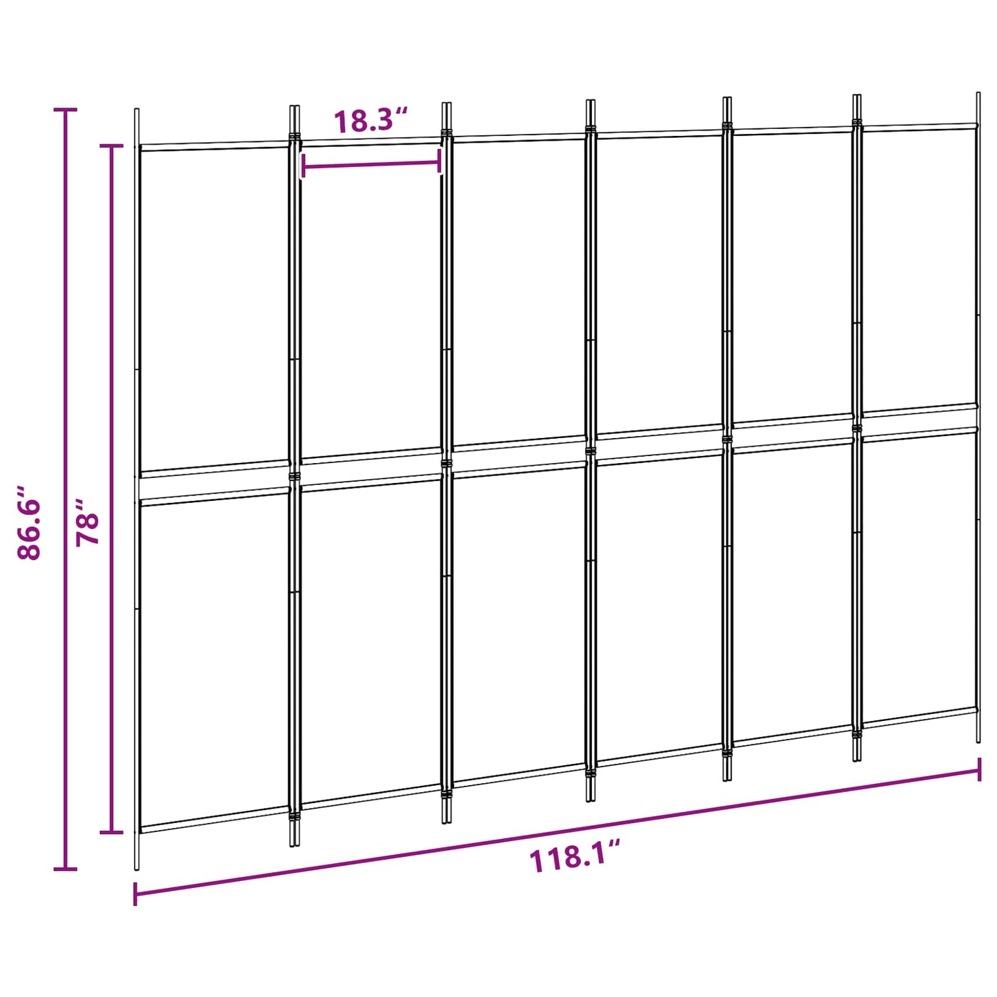 6-Panel Room Divider Beige 300 x 220 cm Fabric