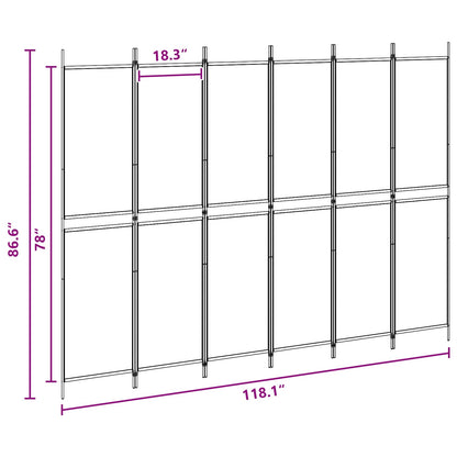6-Panel Room Divider Beige 300 x 220 cm Fabric