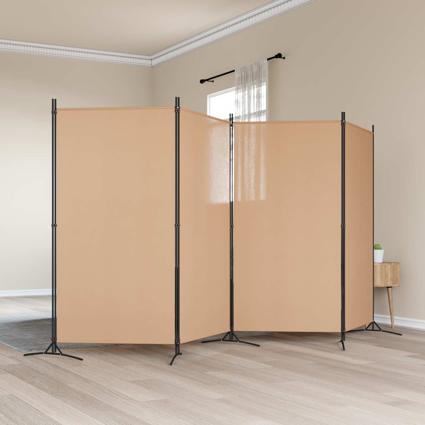 4-Panel Room Divider Beige 346 x 180 cm Fabric