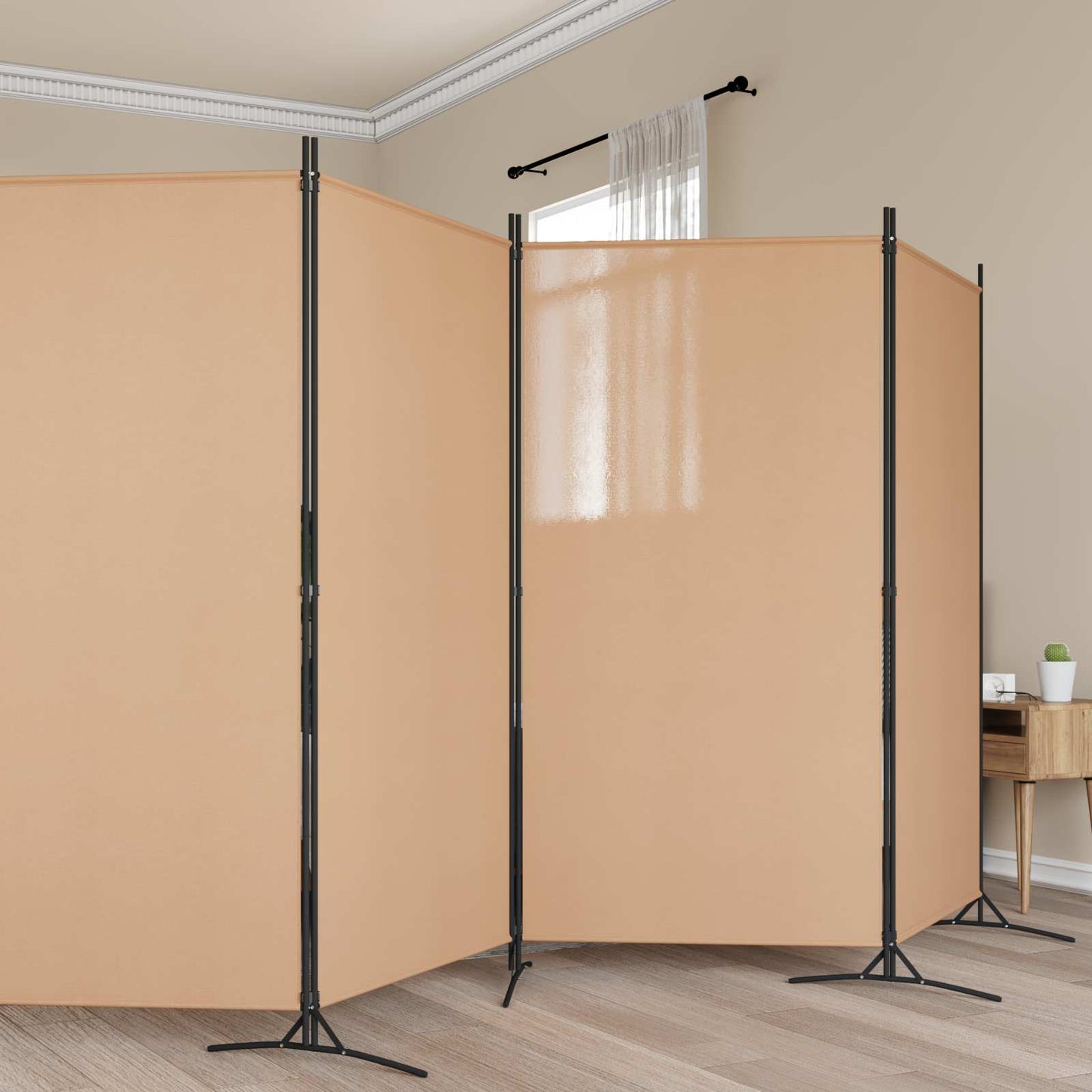 5-Panel Room Divider Beige 433 x 180 cm Fabric