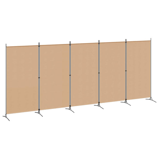 5-Panel Room Divider Beige 433 x 180 cm Fabric