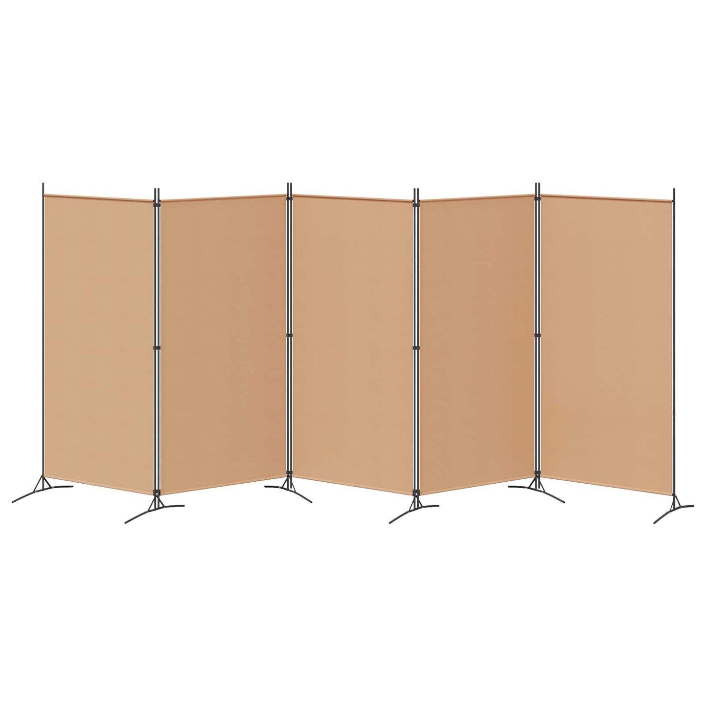 5-Panel Room Divider Beige 433 x 180 cm Fabric