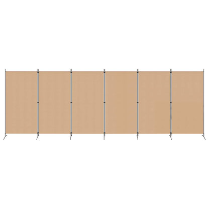 6-Panel Room Divider Beige 520 x 180 cm Fabric