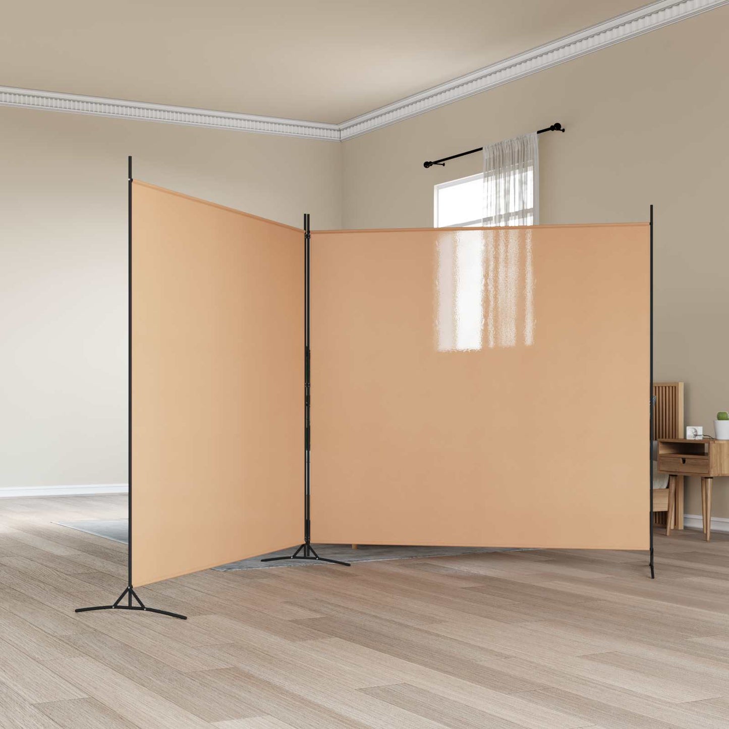 2-Panel Room Divider Beige 348 x 180 cm Fabric