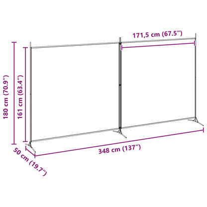 2-Panel Room Divider Beige 348 x 180 cm Fabric