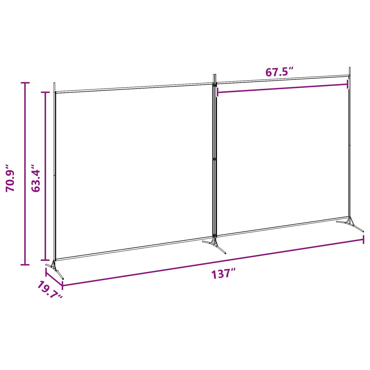 2-Panel Room Divider Beige 348 x 180 cm Fabric