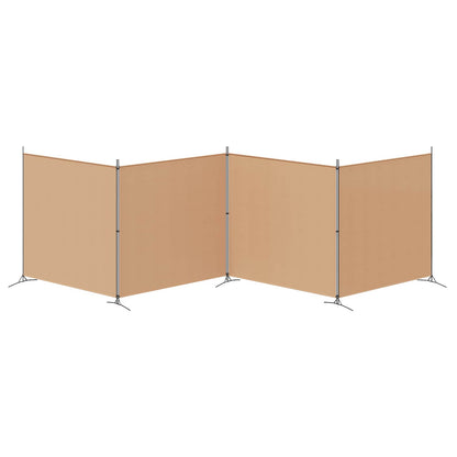 4-Panel Room Divider Beige 698 x 180 cm Fabric
