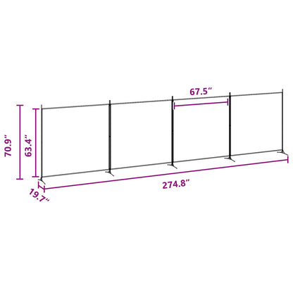 4-Panel Room Divider Beige 698 x 180 cm Fabric