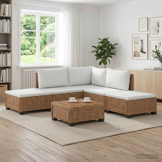6 pcs Rattan Lounge Set with Cushions GENDT Natural Rattan