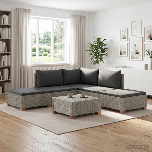 6 pcs Rattan Lounge Set with Cushions GENDT Natural Rattan