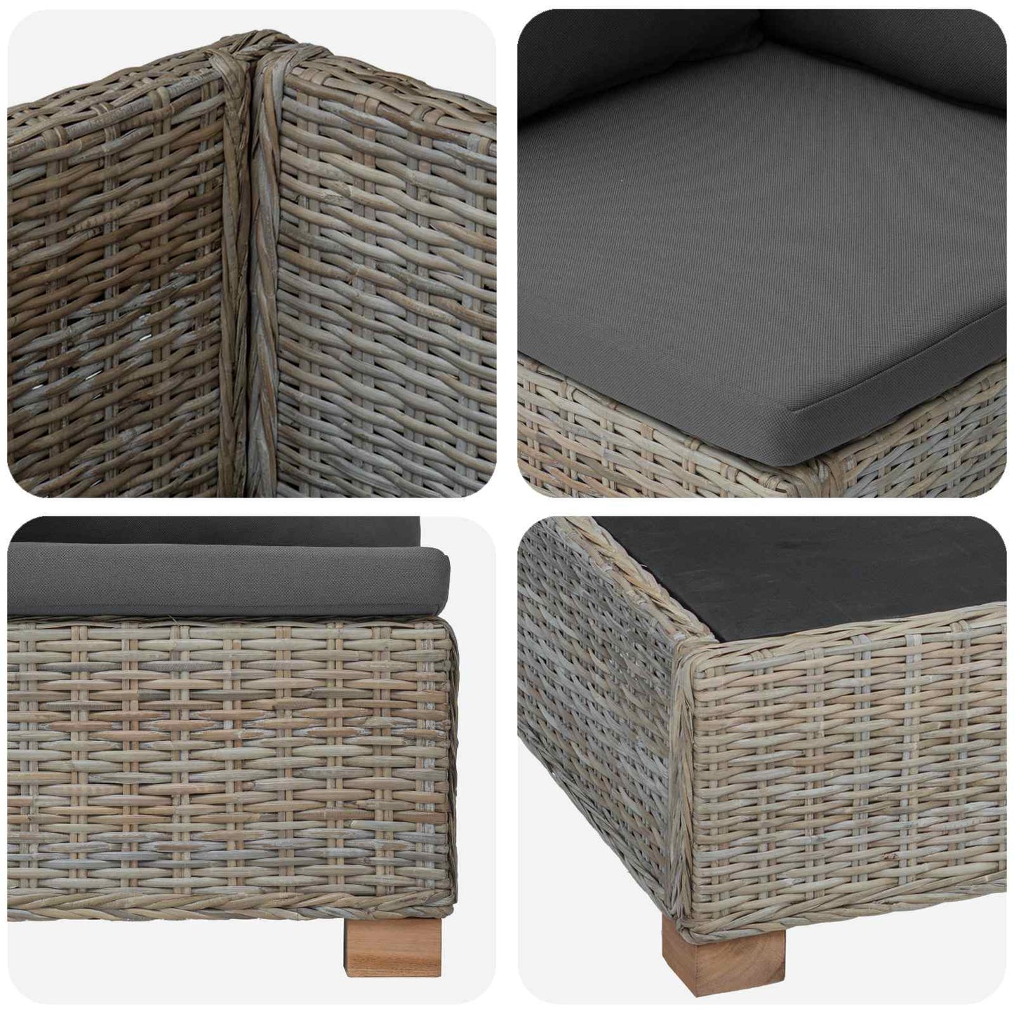 4 pcs Rattan Lounge Set with Cushions GENDT Natural Rattan