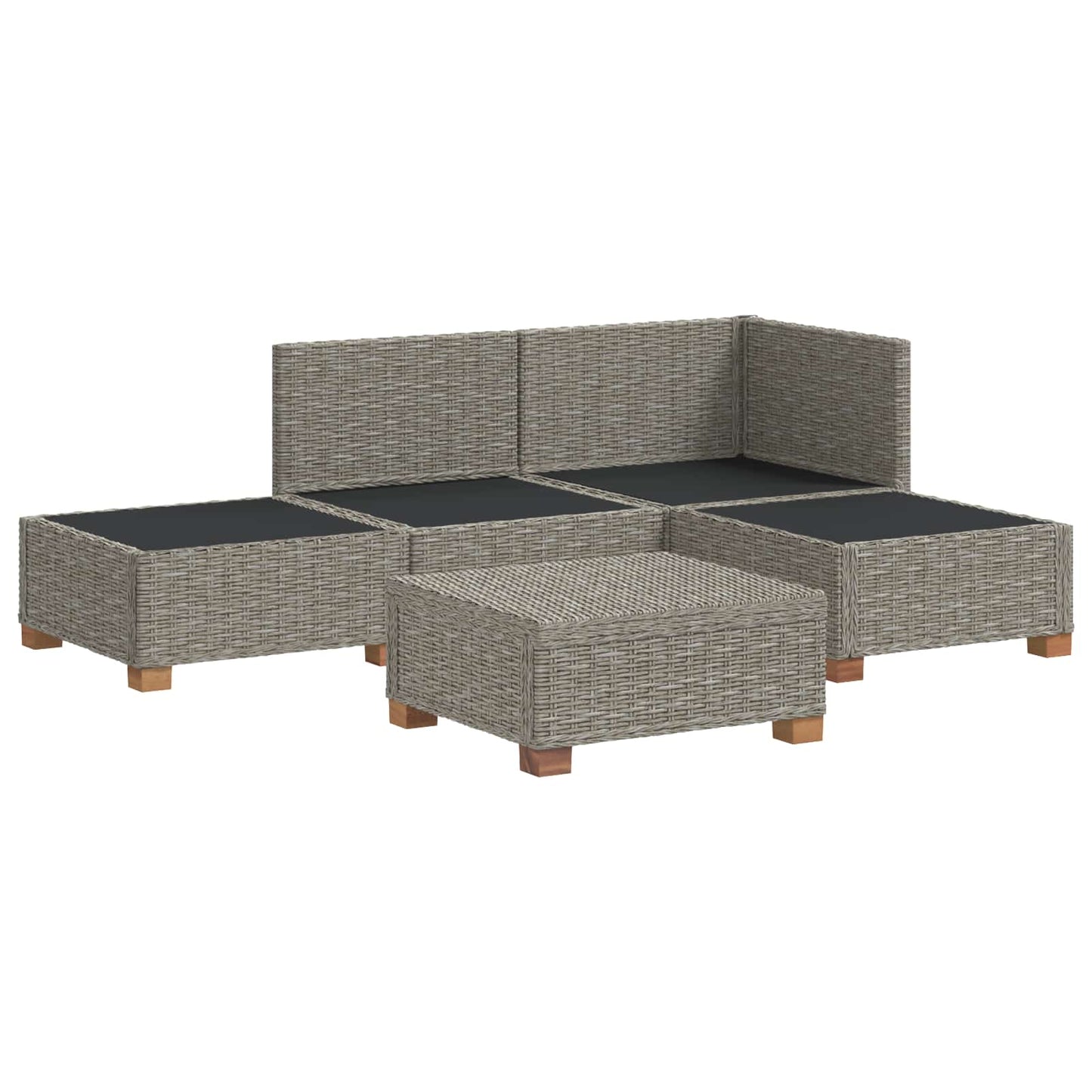 4 pcs Rattan Lounge Set with Cushions GENDT Natural Rattan