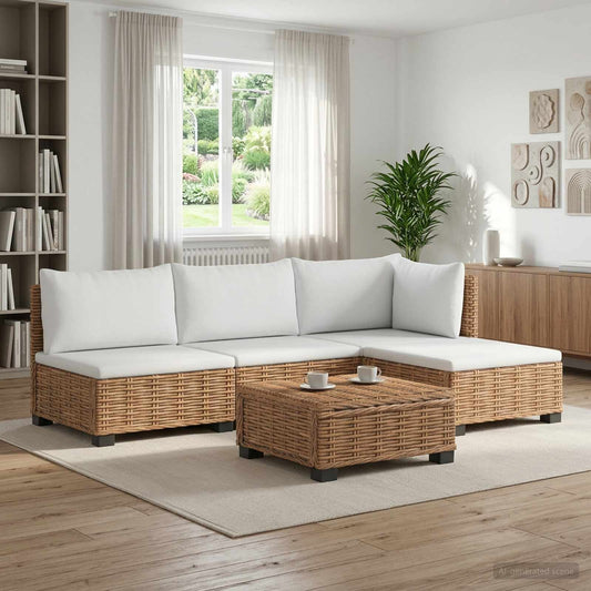 5 pcs Rattan Lounge Set with Cushions GENDT Natural Rattan
