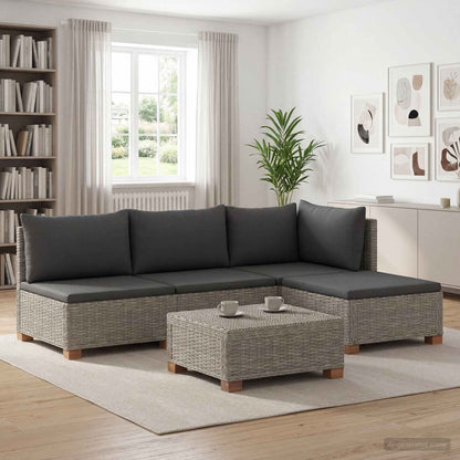 5 pcs Rattan Lounge Set with Cushions GENDT Natural Rattan