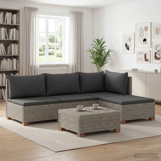 5 pcs Rattan Lounge Set with Cushions GENDT Natural Rattan