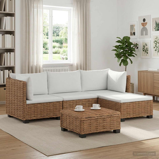 5 pcs Rattan Lounge Set with Cushions GENDT Natural Rattan