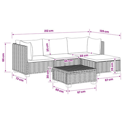 5 pcs Rattan Lounge Set with Cushions GENDT Natural Rattan
