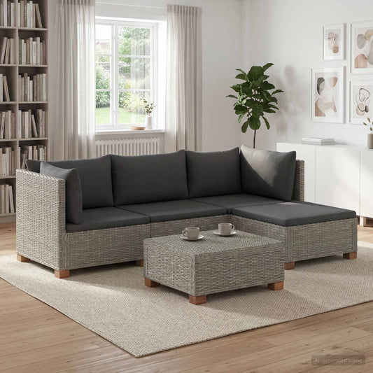 5 pcs Rattan Lounge Set with Cushions GENDT Natural Rattan