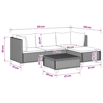 5 pcs Rattan Lounge Set with Cushions GENDT Natural Rattan