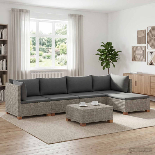 6 pcs Rattan Lounge Set with Cushions GENDT Natural Rattan