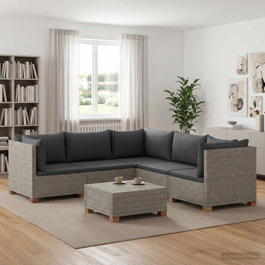 6 pcs Rattan Lounge Set with Cushions GENDT Natural Rattan