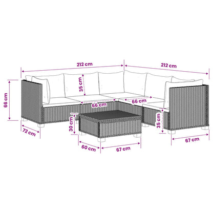 6 pcs Rattan Lounge Set with Cushions GENDT Natural Rattan