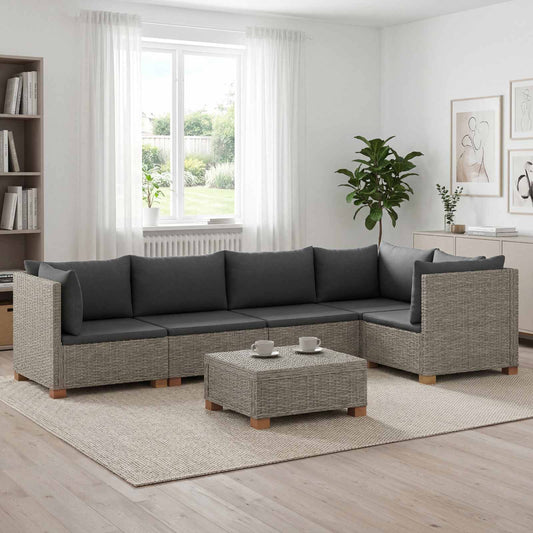 6 pcs Rattan Lounge Set with Cushions GENDT Natural Rattan