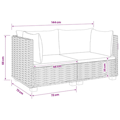 2 pcs Rattan Lounge Set with Cushions GENDT Natural Rattan