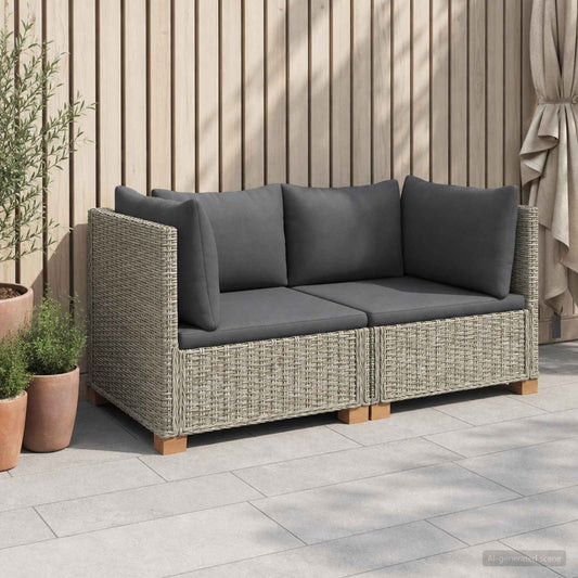 2 pcs Rattan Lounge Set with Cushions GENDT Natural Rattan