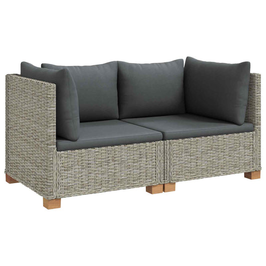 2 pcs Rattan Lounge Set with Cushions GENDT Natural Rattan