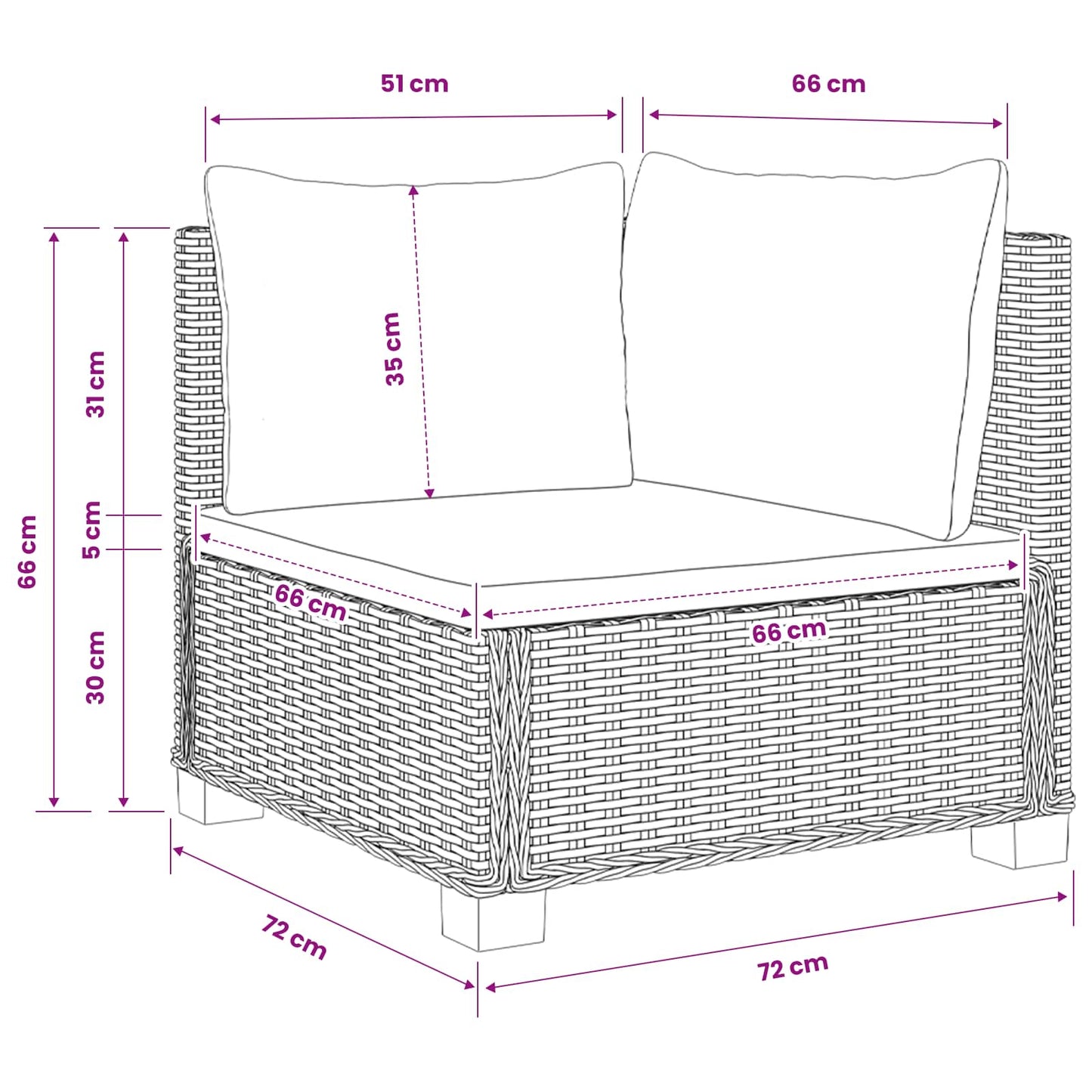 2 pcs Rattan Lounge Set with Cushions GENDT Natural Rattan