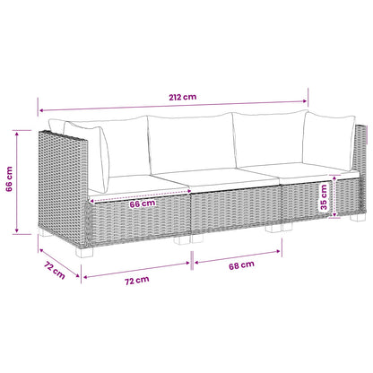 3 pcs Rattan Lounge Set with Cushions GENDT Natural Rattan