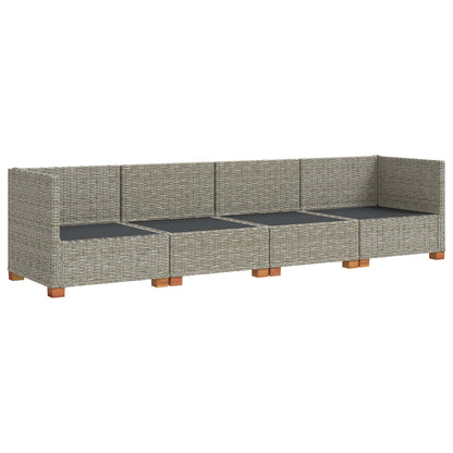 4 pcs Rattan Lounge Set with Cushions GENDT Natural Rattan