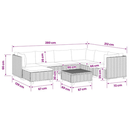 8 pcs Rattan Lounge Set with Cushions GENDT Natural Rattan