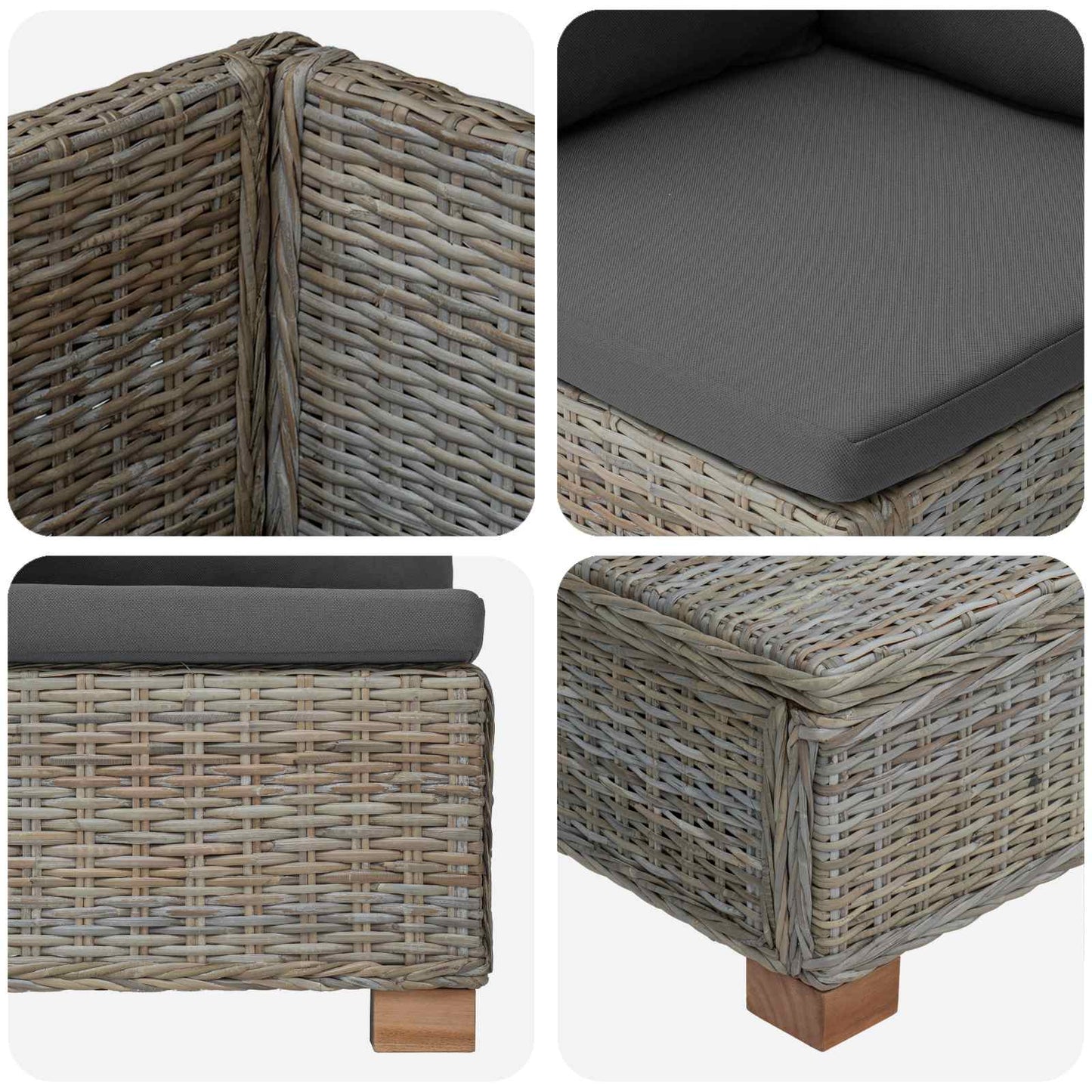 8 pcs Rattan Lounge Set with Cushions GENDT Natural Rattan