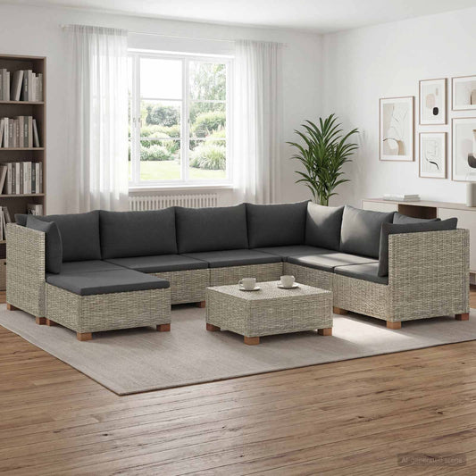 8 pcs Rattan Lounge Set with Cushions GENDT Natural Rattan
