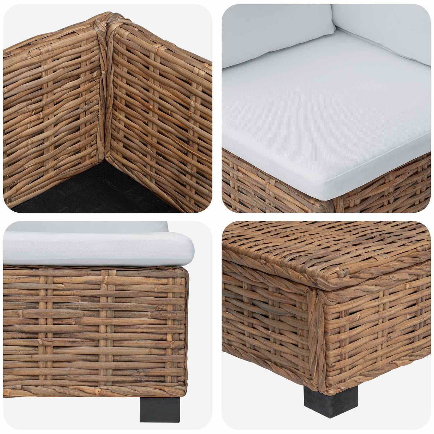 9 pcs Rattan Lounge Set with Cushions GENDT Natural Rattan