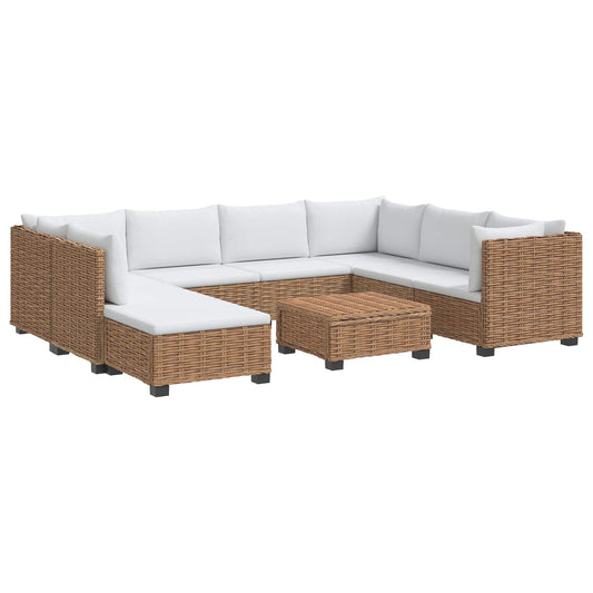 9 pcs Rattan Lounge Set with Cushions GENDT Natural Rattan