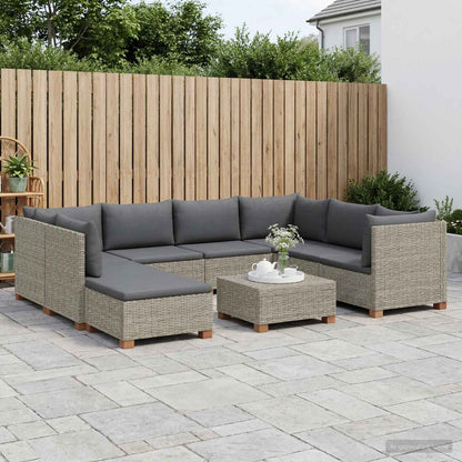 9 pcs Rattan Lounge Set with Cushions GENDT Natural Rattan