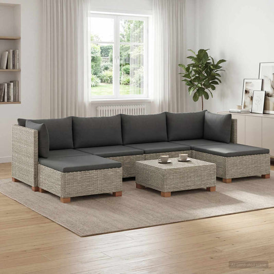7 pcs Rattan Lounge Set with Cushions GENDT Natural Rattan